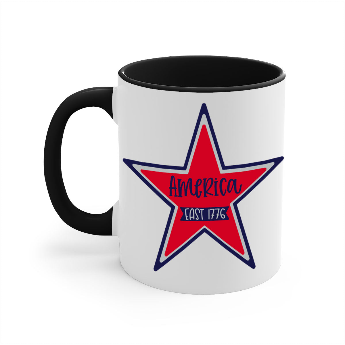 America East Style 144# Mug featuring a glossy finish with a colored handle and interior, available in multiple colors.